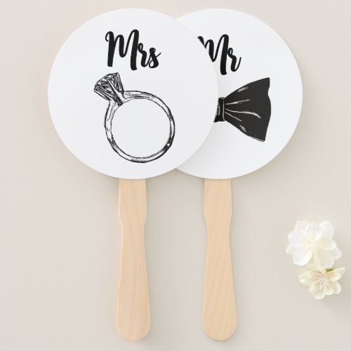 Chic Black  White Bride or Groom Wedding Games  Hand Fan