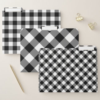 Chic Black White Buffalo Check Pattern File Folder
