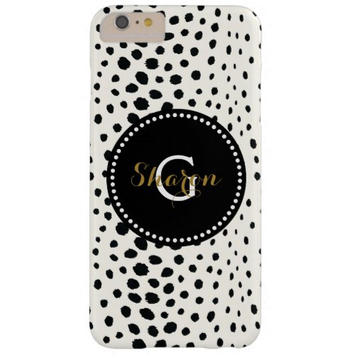 Chic black white cheetah print pattern monogram barely there iPhone 6 plus case