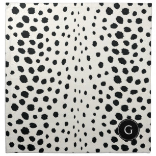 Chic black white cheetah print pattern monogram napkin