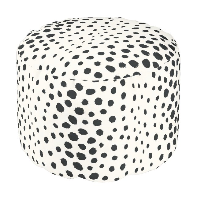 Chic black white cheetah print pattern monogram pouf (Angled Front)