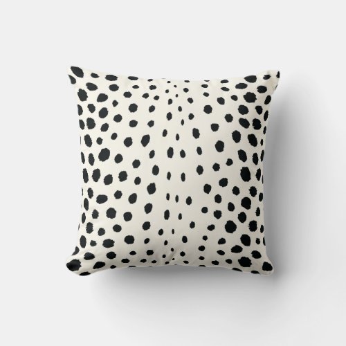 Chic black white cheetah print pattern monogram throw pillow