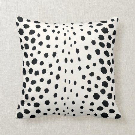 Chic Black White Cheetah Print Pattern Monogram Throw Pillow