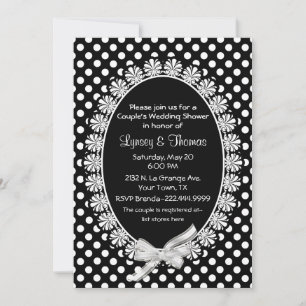 Chic Black & White Couple's Wedding Shower Invitation