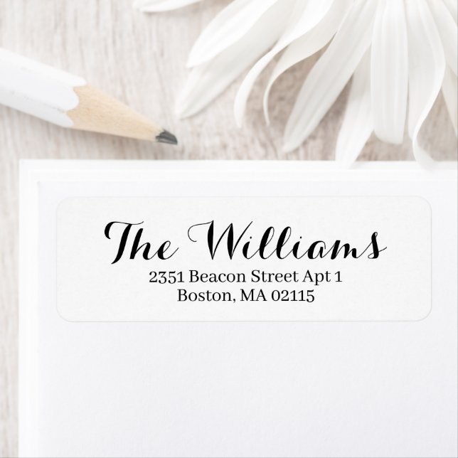 Chic black white Custom Calligraphy return address Label (Insitu)