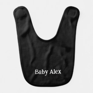 Chic Black &white Custom script Baby Bib