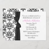 Chic Black & White Damask Bridal Shower Invitation (Front/Back)