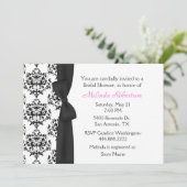 Chic Black & White Damask Bridal Shower Invitation (Standing Front)