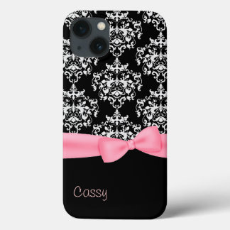 Chic Black & White Damask iPhone 13 Case