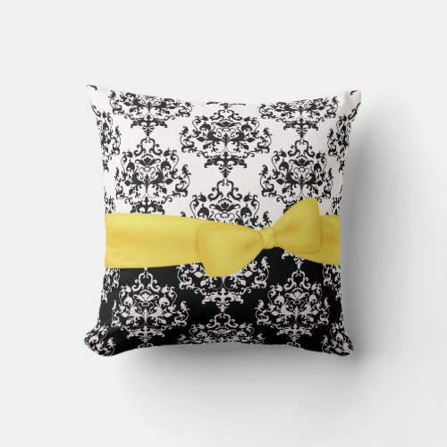 Chic Black  White Damask Decorator Pillow