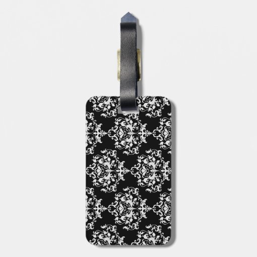Chic Black & White Damask Luggage Tag Zazzle