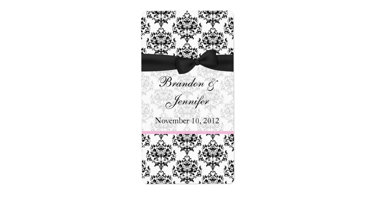 Chic Black & White Damask Mini Wine Labels | Zazzle.com