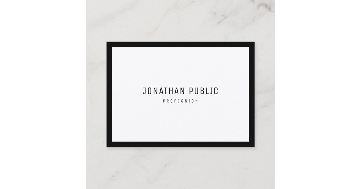 Chic Black White Elegant Modern Minimalist Plain Business Card | Zazzle