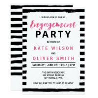 Chic Black & White Engagement Party Invitation