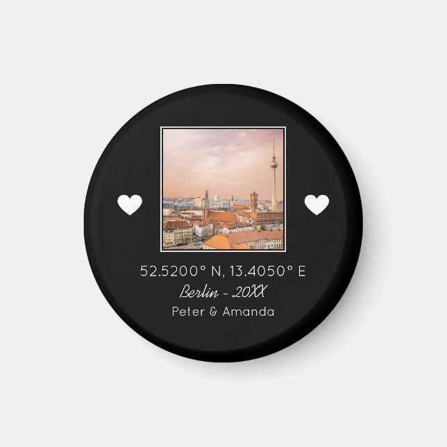 Chic Black & White First Date Keepsake Boyfriend Magnet (Front)