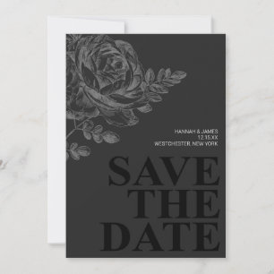 Chic Black White Floral Save the Date Invitation