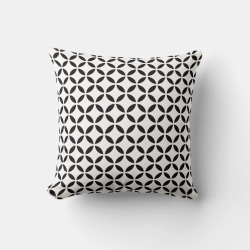 Chic Black White Flower Petal Geometric Pattern Throw Pillow