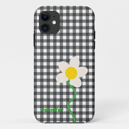 Chic Black  White Gingham Custom iPhone 11 Case