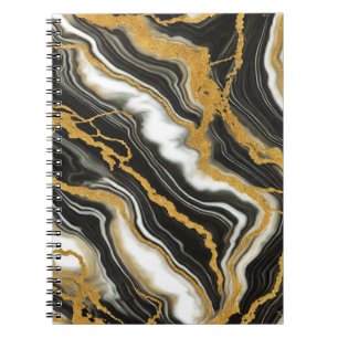  Chic Black White Gold Marble Look Glam  Notebook