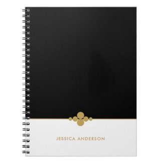 Chic Black White Gold Personalized Notebook