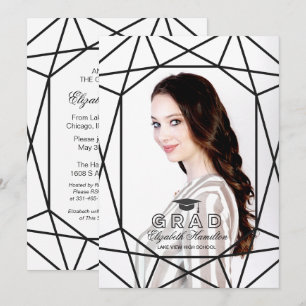 Chic Black & White Graduation Party Photo Invitation