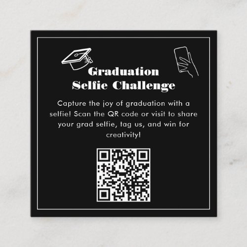 Chic Black  White Graduation Selfie Challange Enclosure Card