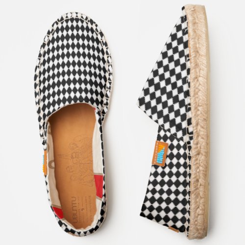 Chic Black White Harlequin Pattern Casual Slip On Espadrilles