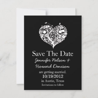 Chic Black & White Heart Wedding Announcement