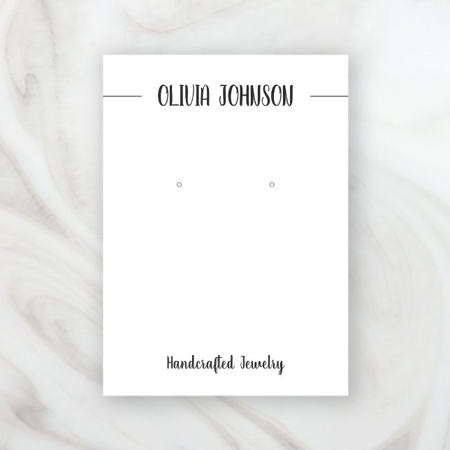 Chic Black White Jewelry Earring Display  Business Card (Stylishly Personalize with Your Custom Name. Add Optional Text.)