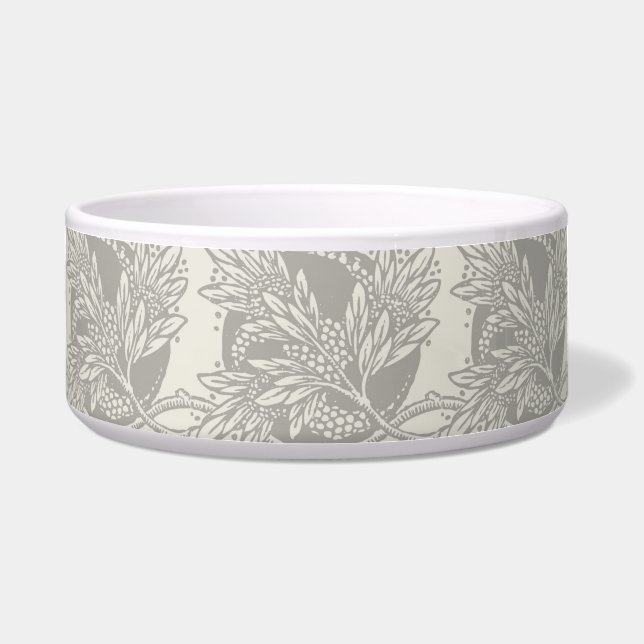 Chic Black White Leaf Botanical Art Nouveau Bowl (Front)