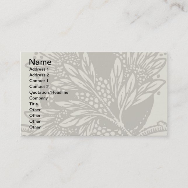 Chic Black White Leaf Botanical Art Nouveau Business Card (Front)