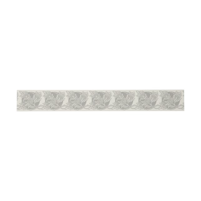 Chic Black White Leaf Botanical Art Nouveau Invitation Belly Band (Flat)