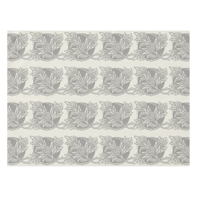 Chic Black White Leaf Botanical Art Nouveau Tablecloth (Front (Horizontal))