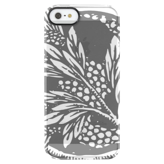 Chic Black White Leaf Botanical Art Nouveau Uncommon iPhone Case (Back)