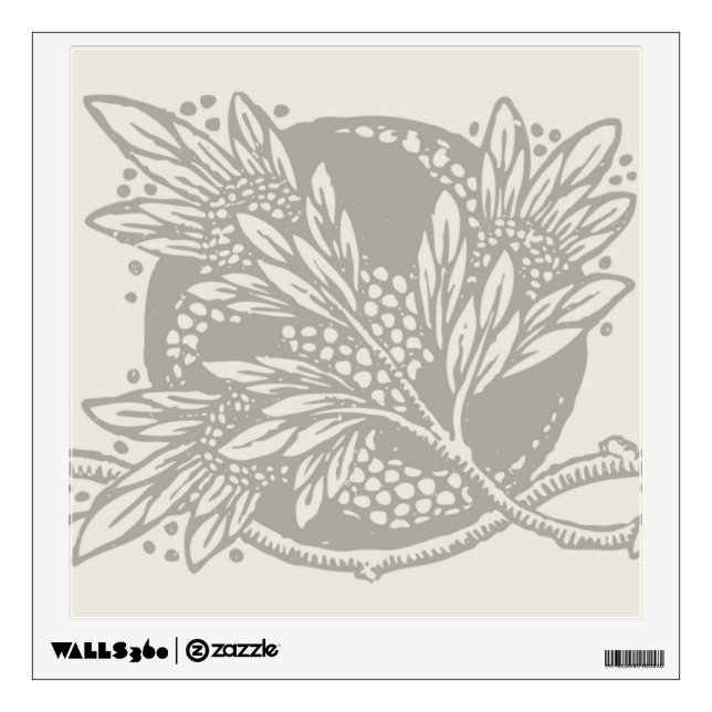 Chic Black White Leaf Botanical Art Nouveau Wall Decal (Front)