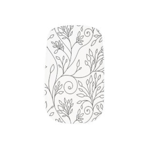 Chic Black White Line Art Vines Floral Pattern Minx Nail Art