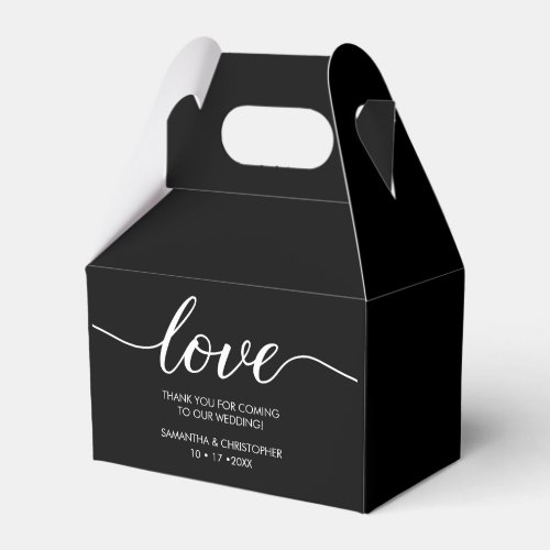 Chic Black white Love Script Custom Wedding  Favor Boxes