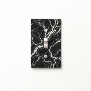 Chic Black & White Marble Look Glamour Light Switch Cover