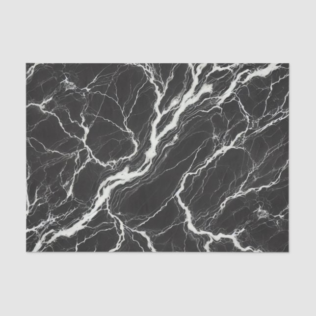 Chic Black & White Marble Look Glamour Tissue Paper (Front)