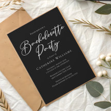 Chic Black White Minimalist Bachelorette Party