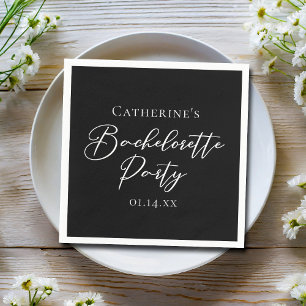 Chic Black White Minimalist Bachelorette Party Napkins