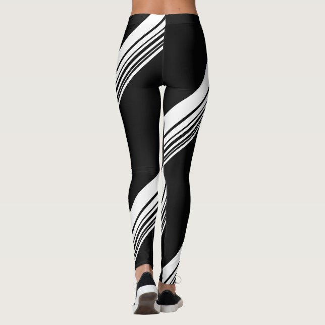 Chic black white modern pattern diy leggings (Back)