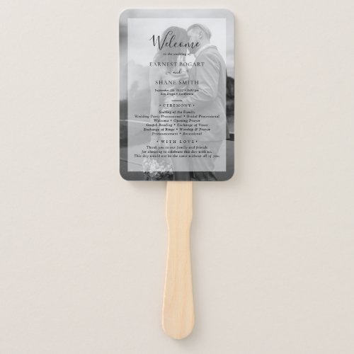  Chic Black  White Overlay Photo Wedding Programs Hand Fan