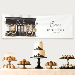 Chic Black & White Paris Café Birthday Welcome Banner