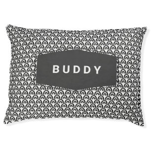 Chic Black White Pattern Personalized Dog Pet Bed