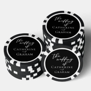 Chic Black White Personalized Wedding Poker Chips