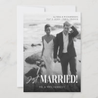 Chic Black & White Photo Typography Just Married