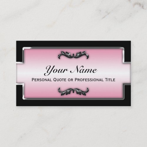 Chic Black, White &amp; Pink Metallic Business Cards