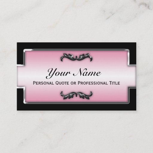 Customizable Chic Black, White &amp; Pink Metallic Business Cards