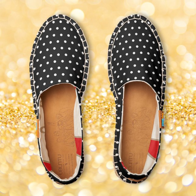 Chic Black White Polka Dots Fashion Casual Slip On Espadrilles (Chic Black White Polka Dots Fashion Casual Slip On Espadrilles)